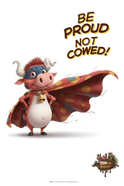 Be Proud Not Cowed, Terri Bull Adventures, Copyright 2025